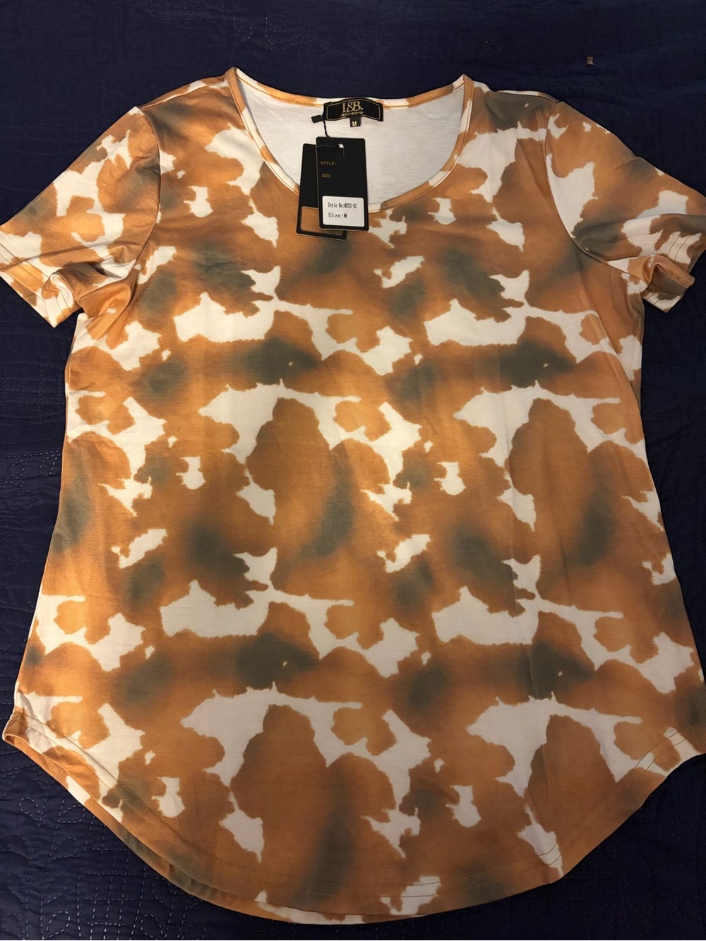 L&B Mustard and White Short Sleeve Tie-Dye Tee